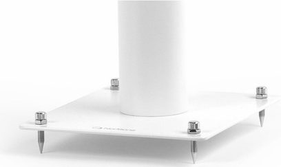 Luidsprekervoetstuk Norstone Design Stylum S in satijnwit, bovenaanzicht, rechthoekige vorm, 4 conische voetjes op de hoeken