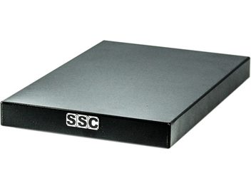 Μαύρη αντικραδασμική βάση SSC Minibase, άνω όψη, ορθογώνιο σχήμα, λεία και γυαλιστερή επάνω επιφάνεια