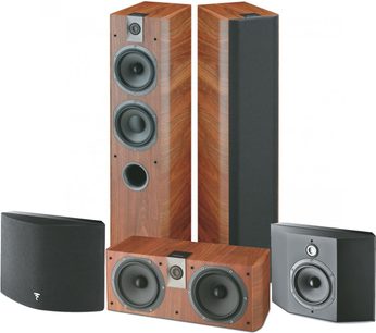 Sada sloupových reproduktorů Focal Pack Chorus 716 SR ořech, 2 sloupy, 2 regálové reproduktory, 1 centrální reproduktor, povrchová úprava ořech