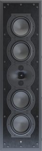 Inbouw wandluidspreker Perlisten R7i-LR, zwart geborsteld metaal, 4 drivers, 3 middelste transducers, vooraanzicht