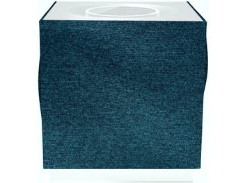 Naim Audio Mu-so Qb 2 sinine kõlarirest, sinine ankruvärviga võrgukangast, valge raam, vaade eest
