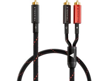 Triangle RED -subwooferkaapeli 5 m, punottu musta Y-tyypin RCA, kullatut liittimet ja yksi punainen liitin bassokaiuttimelle