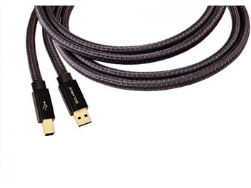 Cavo USB Clarus Crimson USB con connettori dorati, guaina intrecciata nera e rossa, estremità rettangolari e cilindriche