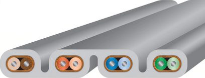 Ethernet-netværkskabel RJ45 Wireworld Platinum Starlight 10 Ethernet 2m, tværsnit, der viser 4 farvede isolerede snoede par