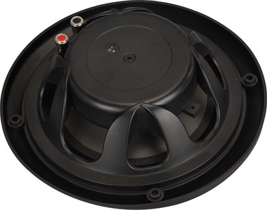 Černý vestavný stropní reproduktor ArtSound MDC64.2 – zadní pohled s kovovými připojovacími svorkami