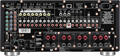 Pioneer SC-LX83 Heimkino-Verstärker, Frontansicht, zahlreiche Audio-/Video-Anschlüsse, Tasten und Regler