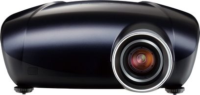 Mitsubishi HC6500 sort videoprojektor, oval form, centreret linse med sølvfarvet ring, ventilationsgitter foran