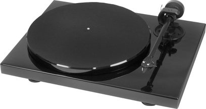 Pro-Ject 1-Xpression Carbon DC sort pladespiller, lakeret kabinet, akrylplade, kulstofarm, koniske fødder