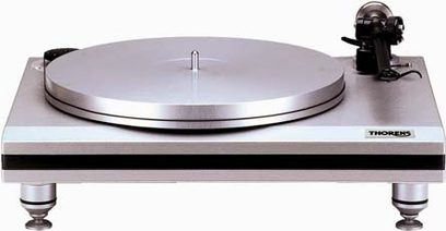Thorens TD850-TP300 hi-fi pladespiller, aluminiumspladespiller, metallisk grå chassis, sort tonearm