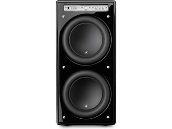 Caisson de basses JL Audio Fathom F212 v2 noir laqué, deux boomers superposés, panneau de contrôle supérieur