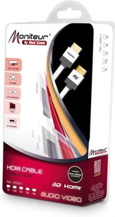 Real Cable HDMI-1 3m HDMI cable, transparent plastic packaging, gold-plated HDMI connectors, black and red cable