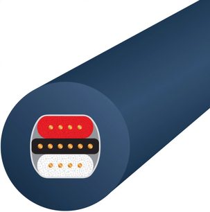 Kabel til subwoofer Wireworld Luna 10 Mono, rund sektion, blå kappe, ledere i rød, sort, hvid, forgyldte kontakter