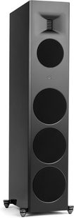 MartinLogan Motion XT F200 sort lakeret søjlehøjttaler med 4 sorte cirkulære gitre og en rektangulær diskant øverst