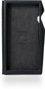 Sort Astell&Kern SP4000-etui, set forfra, med stor frontåbning og vinklet sideudskæring