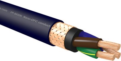 Furutech FP-S032N netledning med Nano-OFC-leder, blå kappe, guldbelagte kobberterminaler, afskærmet fletning