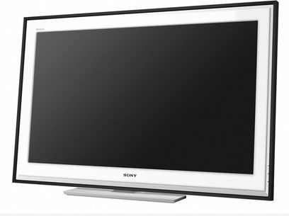 Sony KDL-32E5500 TV slukket, sort skærm, set forfra, hvid ramme, 16:9 format