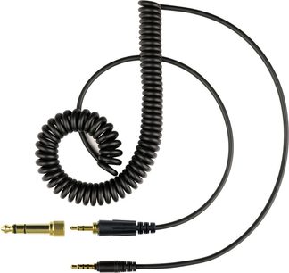 Sort spiralkabel og forgyldte jackstik til Fostex TR-80 hovedtelefoner i sort