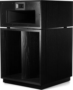 Diffusore da pavimento Klipsch La Scala AL5 nero, vista frontale, cabinet in legno nero, altoparlante quadrato e tweeter rettangolare