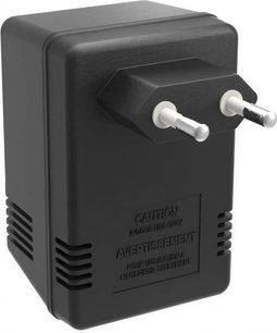 IsoTek ISOPLUG EVO3 multistik i sort, set forfra, 2 runde sølvfarvede stikkontakter, vippekontakt