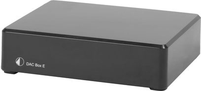 Аудіоконвертер DAC Pro-Ject Dac Box E чорний, матовий прямокутний корпус, вигляд спереду та зверху