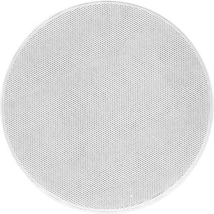 Altavoz empotrable de techo Triangle ICT8 blanco, rejilla circular perforada de metal, vista frontal