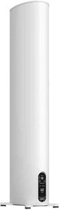 Draadloze verbonden luidspreker Piega Premium 701 Wireless Gen2 wit, zijaanzicht, cilindrische vorm, zwart bedieningspaneel onderaan