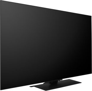 Panasonic TV-48Z80AEZ højopløsnings-tv med sort rektangulær skærm, tynde kanter og fladt rektangulært stativ