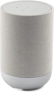 Trådløs højttaler Denon Home 200 stone, cylinderformet i lysegråt stof med berøringsbetjening på toppen