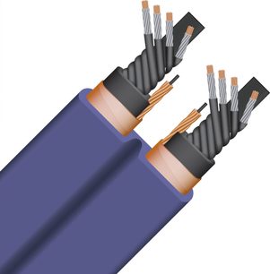 Aurora 10 Power strømkabel 3m, lilla kappe, snoede ledere i kobber og aluminium, sorte isolatorer