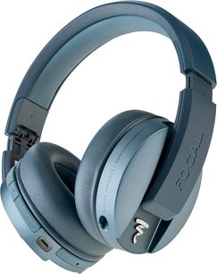 Bezdrôtové circumaurálne slúchadlá Focal Listen Chic Wireless v modrej farbe, s tmavým modrým matným oblúkom a mušľami, svetlosivými náušníkmi