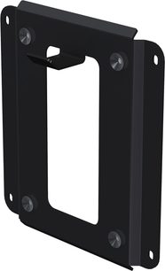 Matowa czarna ścienna podstawa Flexson na subwoofer, metalowa, prostokątna, z 4 otworami montażowymi w narożnikach