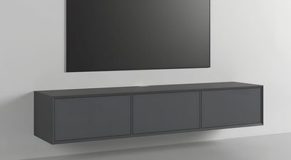 Audio-video væghængt møbel Clic Classic Series Model 241 large mat mørkegrå, i træ eller komposit, tre indfældede låger
