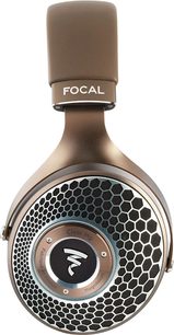 Căști hi-fi deschise Focal Clear MG, culoare bronz și negru, grilă hexagonală pe pernuțe, vedere frontală