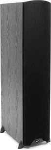 Klipsch Synergy F-30 sort gulvhøjttaler, set forfra, træhøjttaler med sort gitter på toppen
