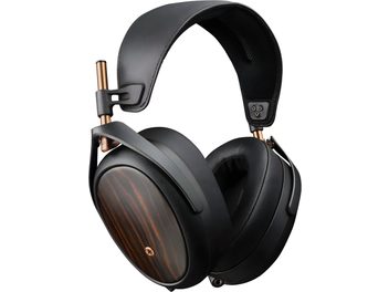 Cuffie hi-fi chiuse Meze Audio Liric, legno scuro, pelle nera, bronzo, design minimalista e di alta gamma