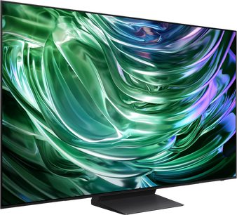 Samsung F-TQ77S90D-BF højopløsnings-tv, fladskærm, let skråt synsvinkel, tynde kanter, rektangulær fod