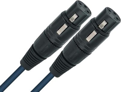 0,5 m Wireworld Luna 8 XLR-lydkabel, sorte stik, blå kabel, nærbillede