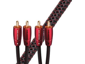 Câbles audio RCA Audioquest Golden Gate rouge et noir tressés, connecteurs plaqués or, 4 prises RCA mâles visibles