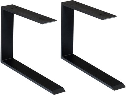 Elipson XLS STAND 1 matte black speaker stands, front view, two parallel vertical rectangular stands with widened base