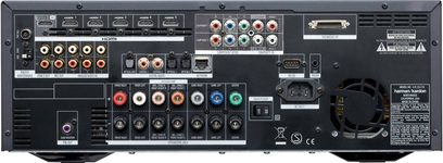 Harman Kardon AVR 265 Heimkino-Verstärker, Frontansicht, zahlreiche Audio-/Video-Anschlüsse, Einstellknöpfe und -Regler