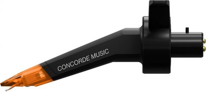 Ortofon Concorde Music bronz DJ plak çalar hücresi, siyah gövde, turuncu yarı saydam iğne, sağ yan görüntü