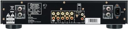 Pioneer A-A6MK2 stereo hi-fi-forstærker, bagside, audio- og strømtilslutninger, RCA-stik og højttalertilslutninger