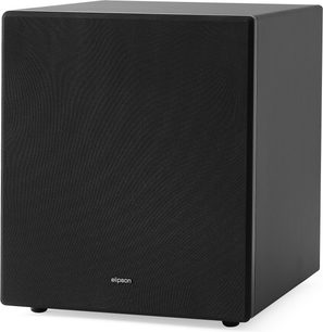Subwoofer Elipson Premium Sub 15 černý, černá matná skříň, přední panel z akustické tkaniny, pohled 3/4 zepředu zprava