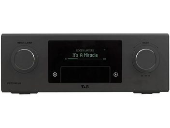 Black T+A PDT 3100 HV digital transport, front view, with central display and two large side knobs