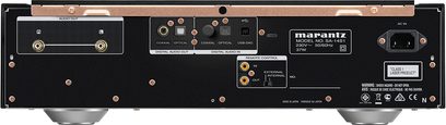 Marantz SA-14S1SE CD-afspiller i sort, set bagfra, analog og digital lydtilslutning, koaksial og optisk, USB-port