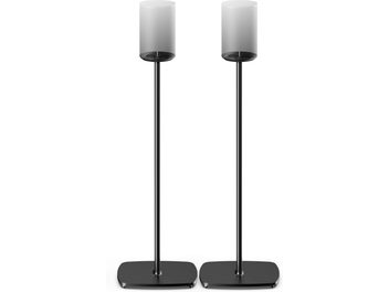 Ζεύγος βάσεων ηχείων Flexson για Sonos Era 100, μαύρες, κυλινδρικές, λεπτές, με κυκλική βάση, μπροστινή όψη