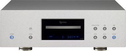 Esoteric SA-50 CD-afspiller, børstet aluminiumsfront i sølvfarve, blåt display, CD-bakke, 3 knapper, enkelt design