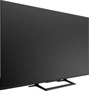Televisor Panasonic TN-55W90C preto, visto a três quartos, com o ecrã desligado, moldura fina e base retangular vazada