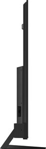 TCL 75C731 2022 fladskærms-TV set fra siden, flad skærm, sort ramme og fod, tilslutningsmuligheder på højre side