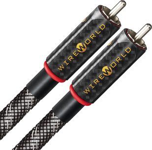 Analógový audio kábel RCA Wireworld Platinum Eclipse 10 0,75 m, kovové valcové konektory, čierno-strieborné pletené puzdro